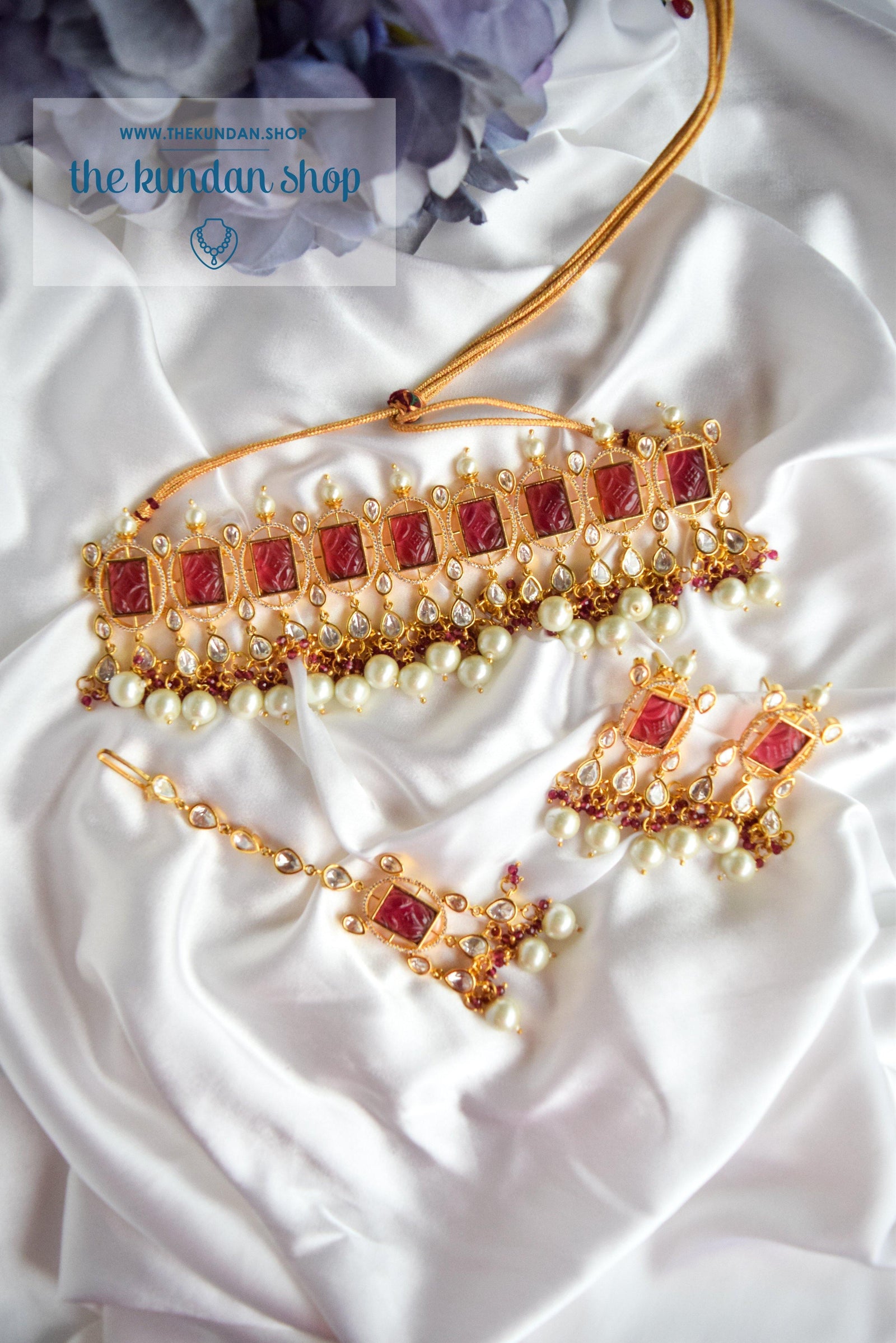 Royal Castle in Ruby Necklace Sets THE KUNDAN SHOP 