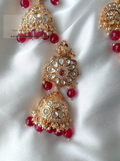 Blended Jhumki in Ruby Necklace Sets THE KUNDAN SHOP 