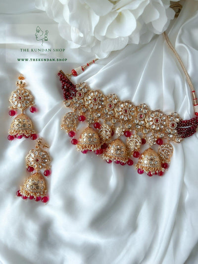 Blended Jhumki in Ruby Necklace Sets THE KUNDAN SHOP 