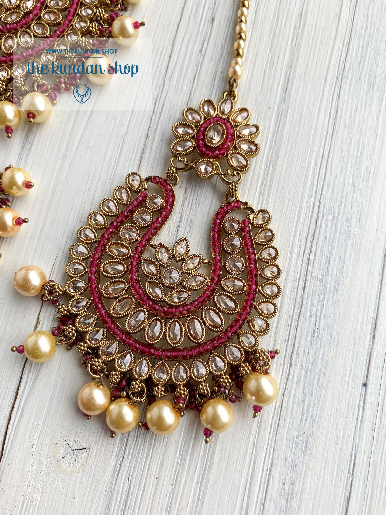Light-Hearted in Ruby Earrings + Tikka THE KUNDAN SHOP 
