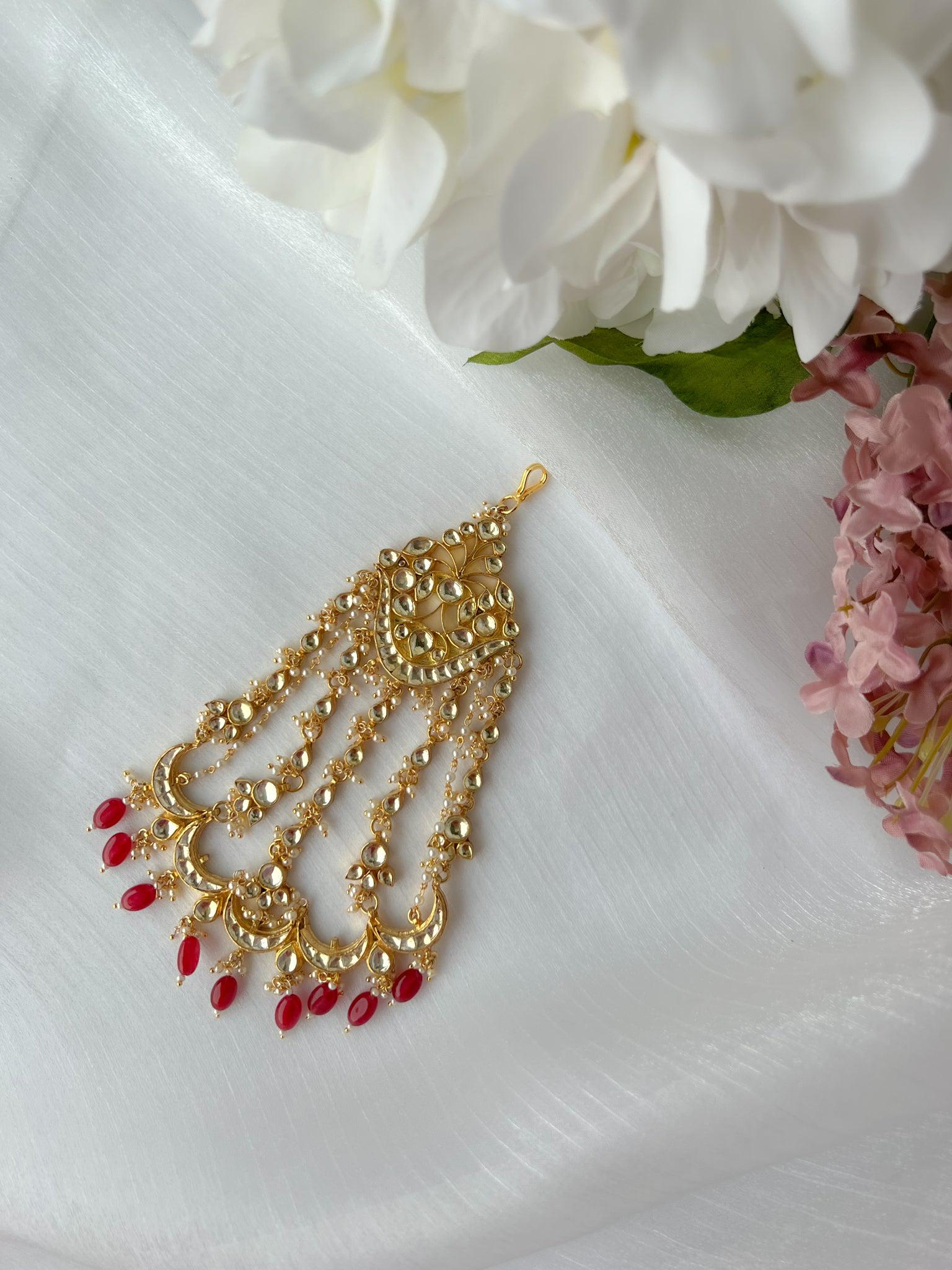 LUX Kundan Passa - Red Passa THE KUNDAN SHOP 