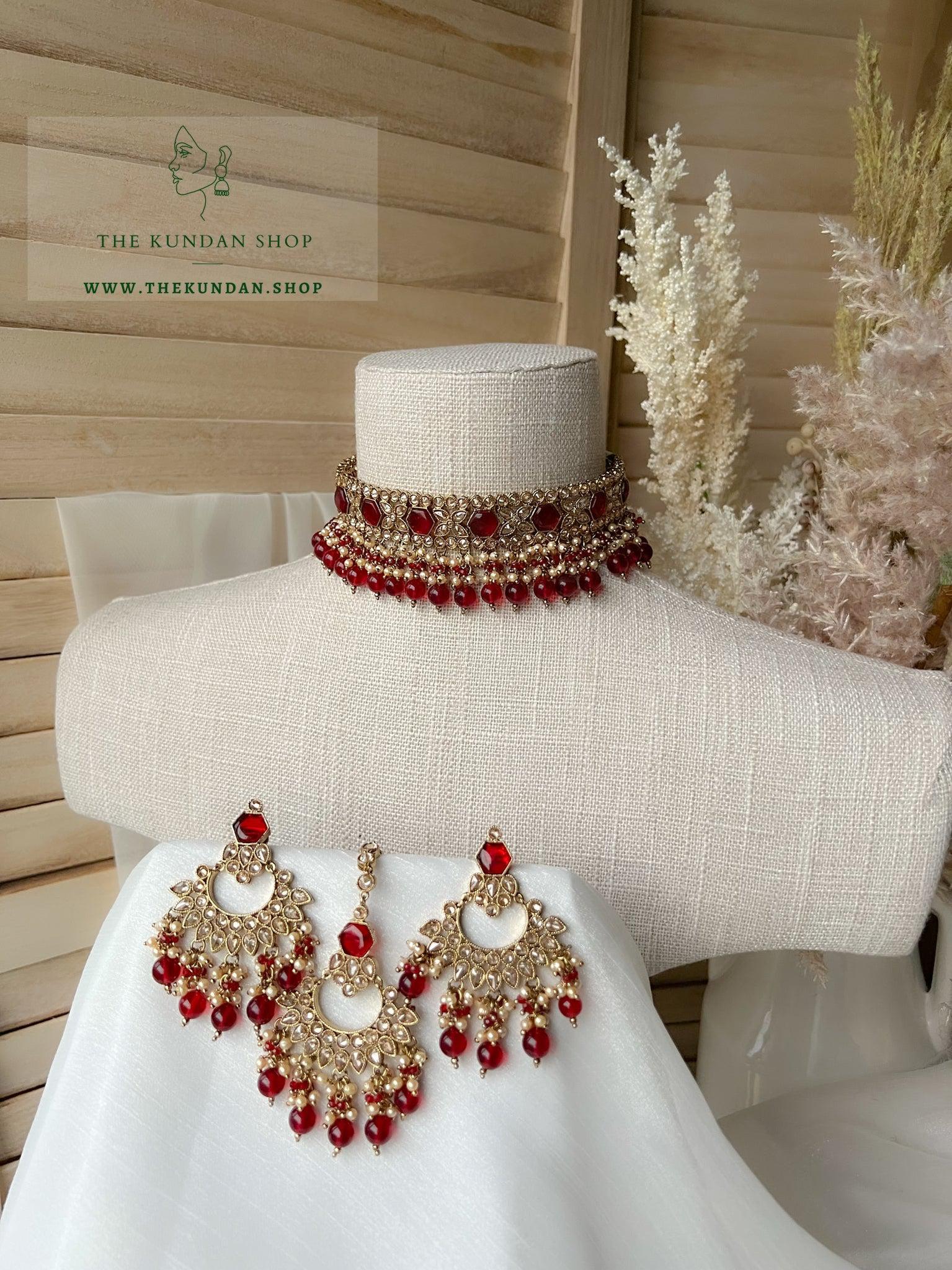 Embrace Polki in Ruby Necklace Sets THE KUNDAN SHOP 
