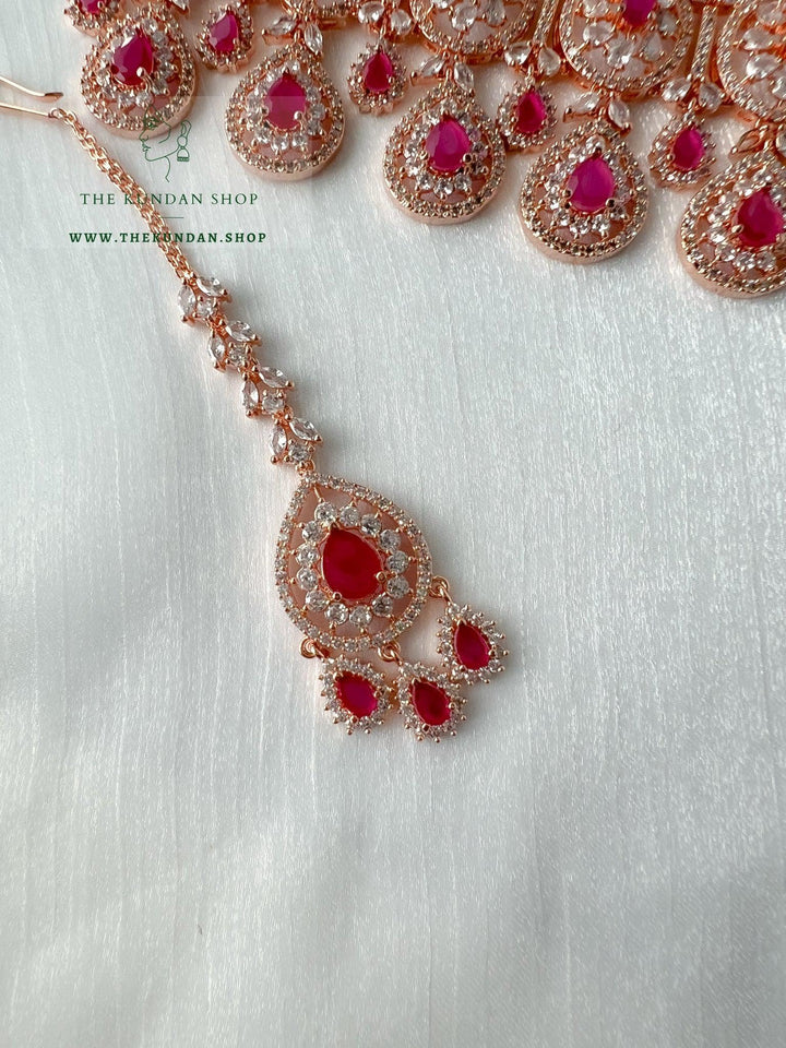 Adore in Rose Gold & Ruby Necklace Sets THE KUNDAN SHOP 