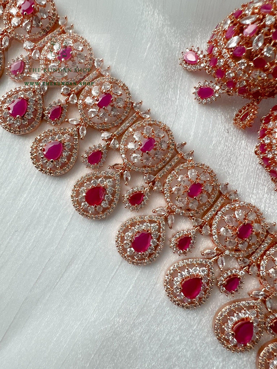 Adore in Rose Gold & Ruby Necklace Sets THE KUNDAN SHOP 