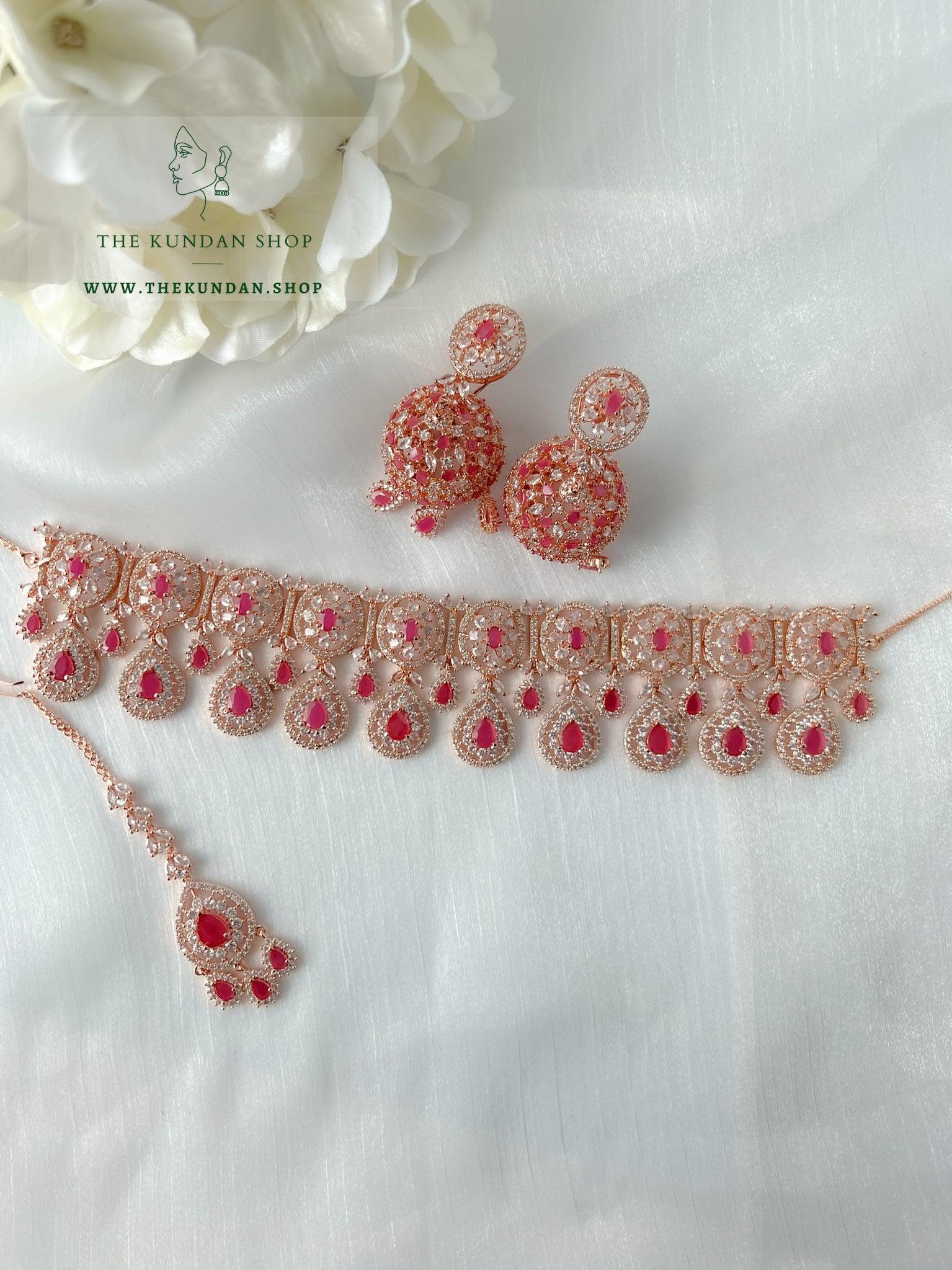 Adore in Rose Gold & Ruby Necklace Sets THE KUNDAN SHOP 