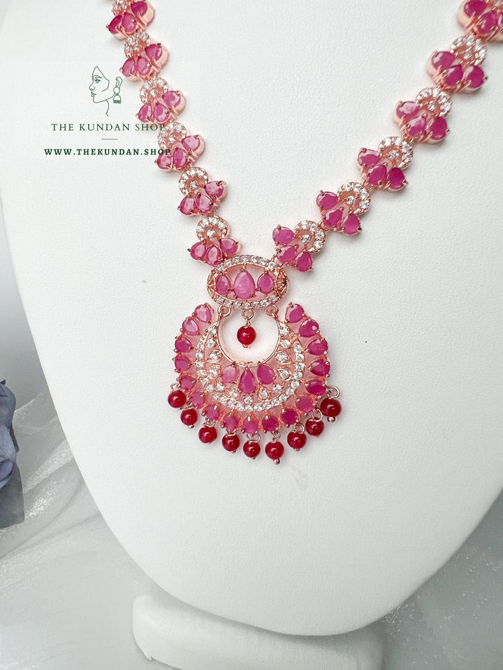 Wise in Rose Gold & Ruby Necklace Sets THE KUNDAN SHOP 