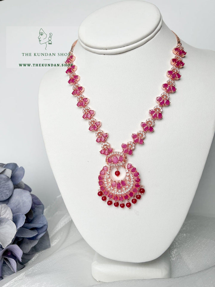 Wise in Rose Gold & Ruby Necklace Sets THE KUNDAN SHOP 