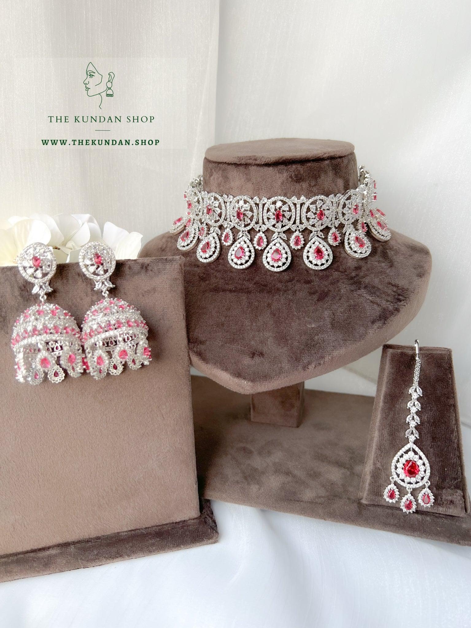 Adore in Silver & Ruby Necklace Sets THE KUNDAN SHOP 