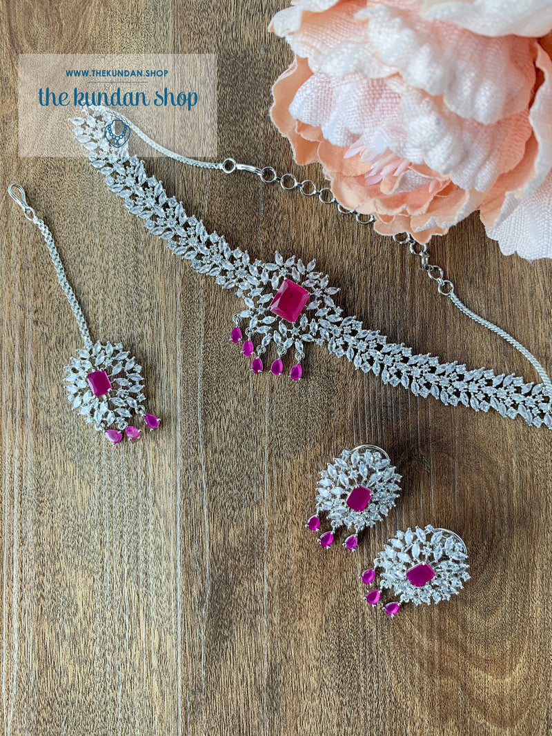 Captivate in Silver Ruby Necklace Sets THE KUNDAN SHOP 