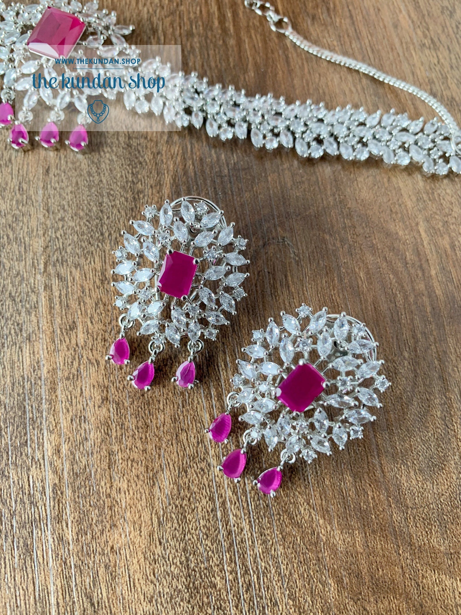 Captivate in Silver Ruby Necklace Sets THE KUNDAN SHOP 