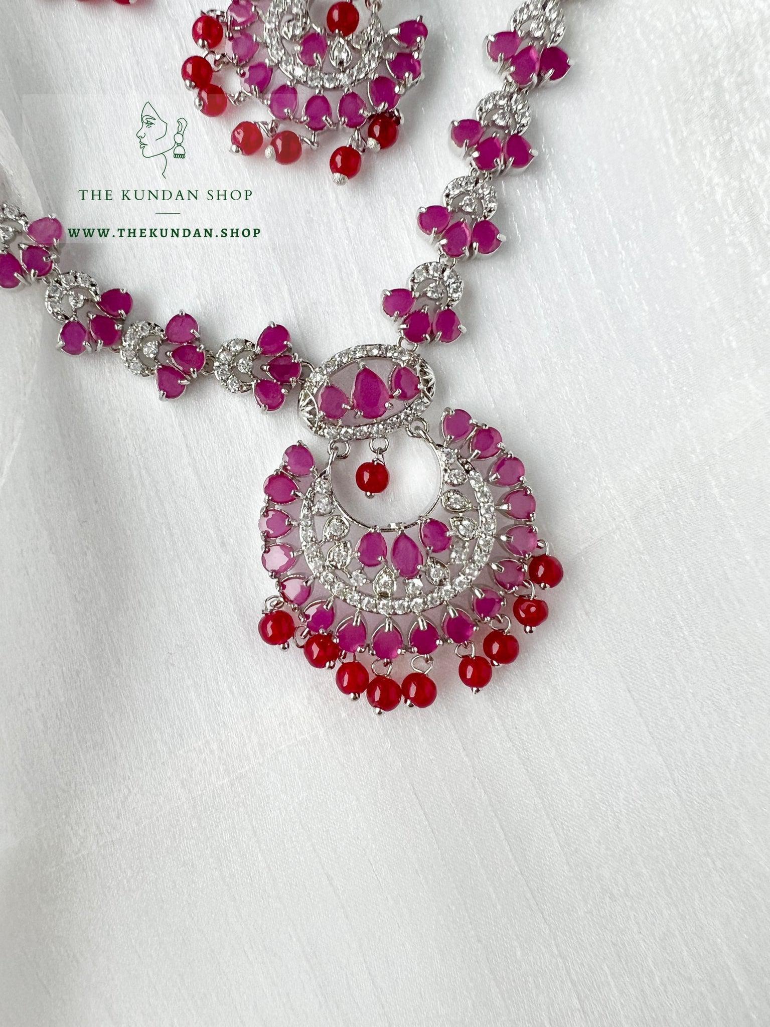 Wise in Silver & Ruby Necklace Sets THE KUNDAN SHOP 