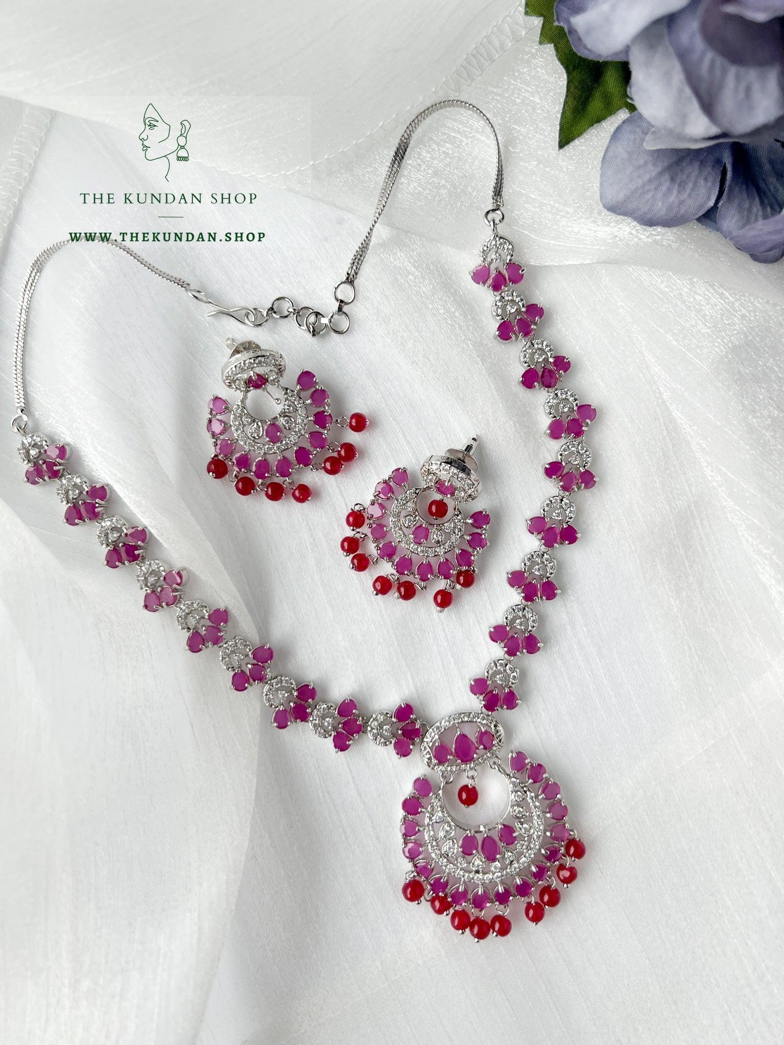 Wise in Silver & Ruby Necklace Sets THE KUNDAN SHOP 