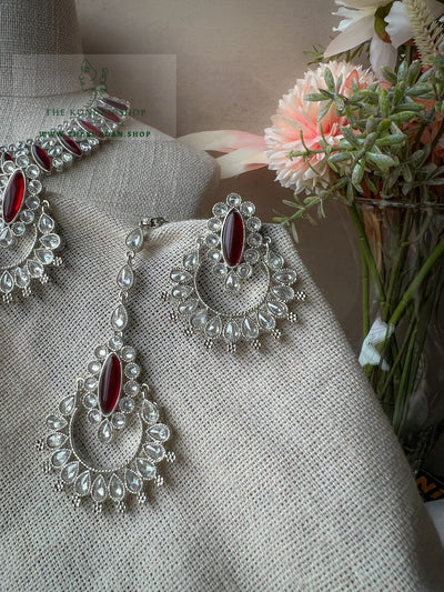 Considered in Silver & Ruby Necklace Sets THE KUNDAN SHOP 