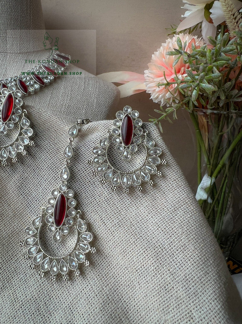 Considered in Silver & Ruby Necklace Sets THE KUNDAN SHOP 