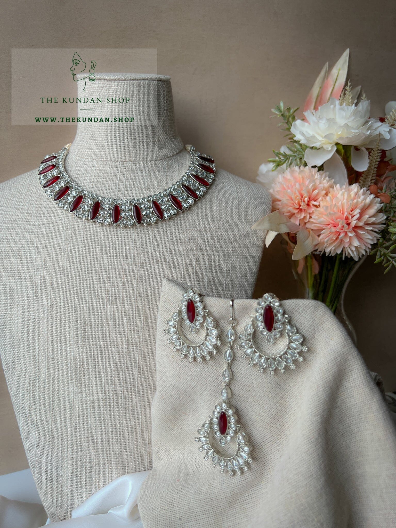 Considered in Silver & Ruby Necklace Sets THE KUNDAN SHOP 