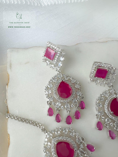 Wander in Silver and Ruby Earrings + Tikka THE KUNDAN SHOP 
