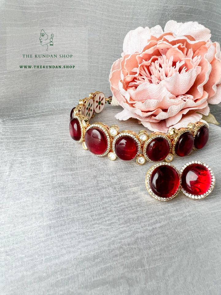Simple Night in Ruby Necklace Sets THE KUNDAN SHOP 