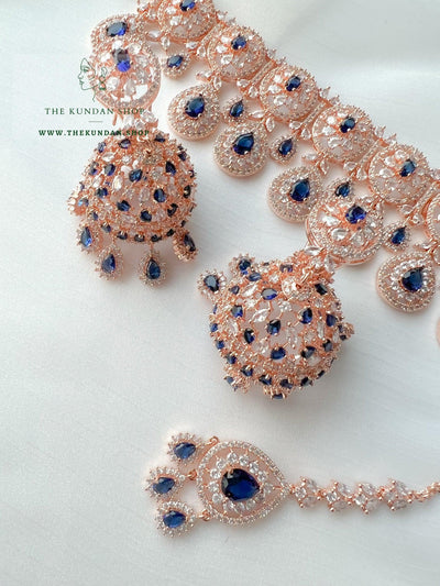 Adore in Rose Gold & Sapphire Necklace Sets THE KUNDAN SHOP 