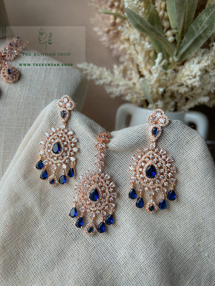 Resilient in Rose Gold & Sapphire Necklace Sets THE KUNDAN SHOP 