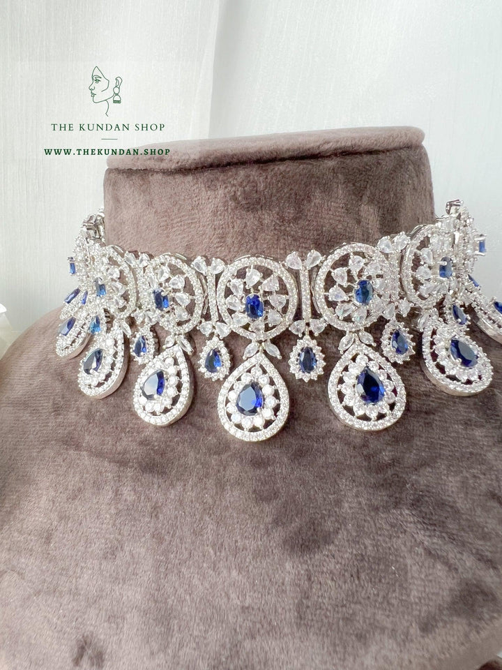 Adore in Silver & Sapphire Necklace Sets THE KUNDAN SHOP 