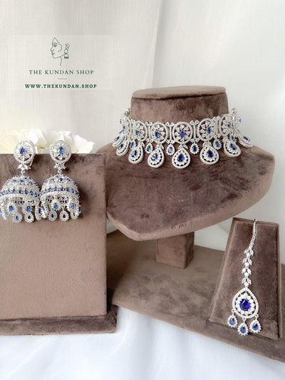 Adore in Silver & Sapphire Necklace Sets THE KUNDAN SHOP 