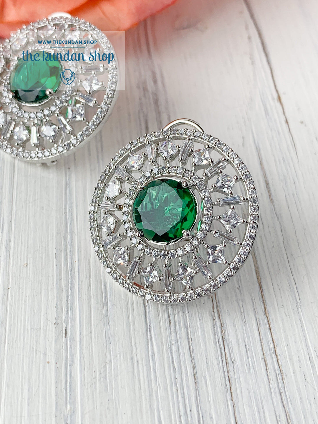 Silver Gems Earrings THE KUNDAN SHOP Emerald 