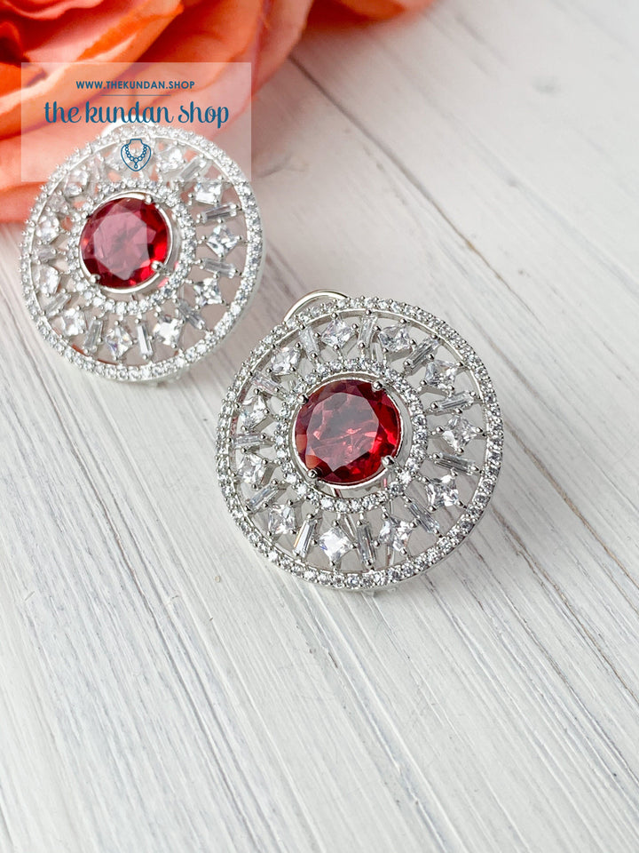 Silver Gems Earrings THE KUNDAN SHOP Ruby 