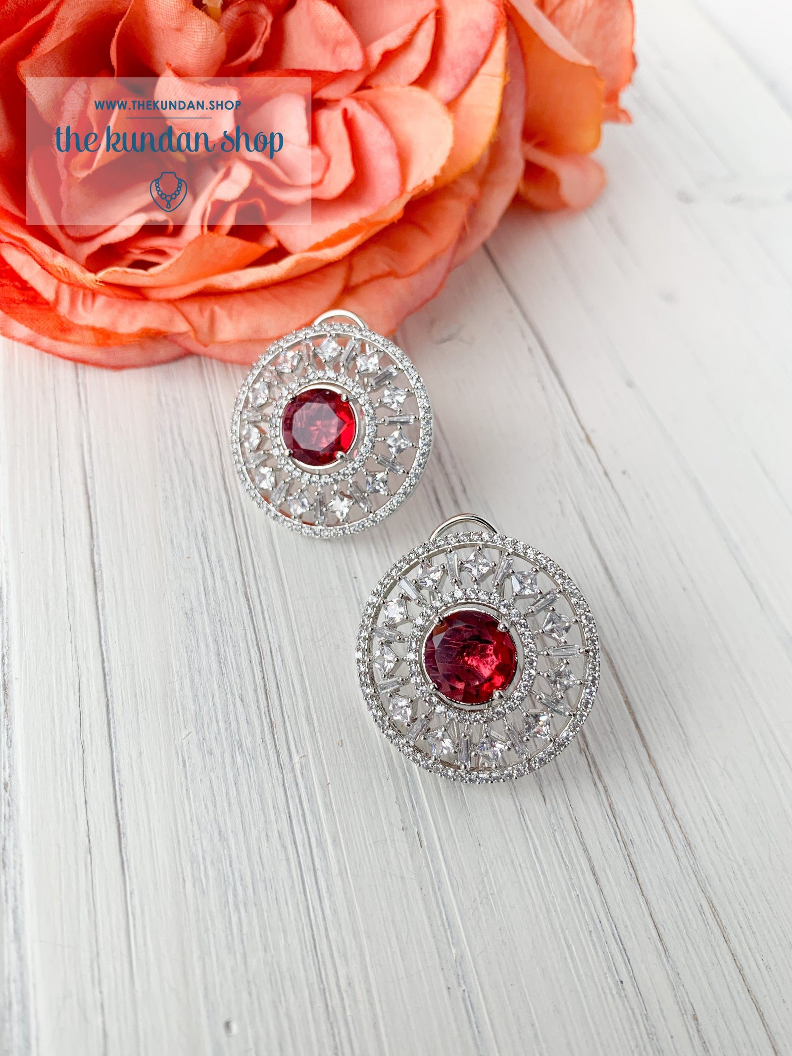 Silver Gems Earrings THE KUNDAN SHOP 