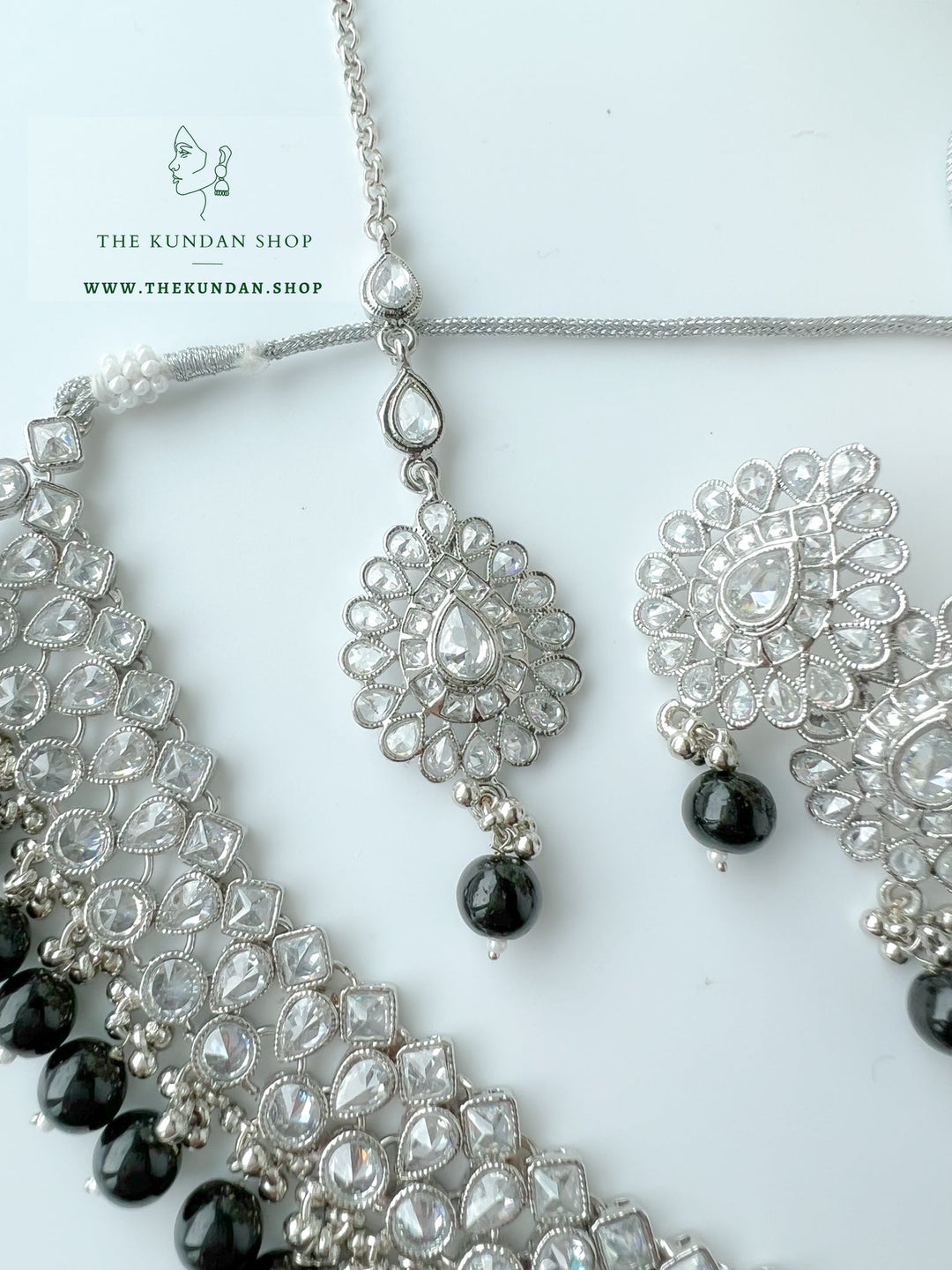 Simplicity in Silver & Black Necklace Sets THE KUNDAN SHOP 