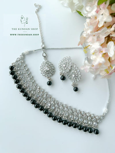 Simplicity in Silver & Black Necklace Sets THE KUNDAN SHOP 