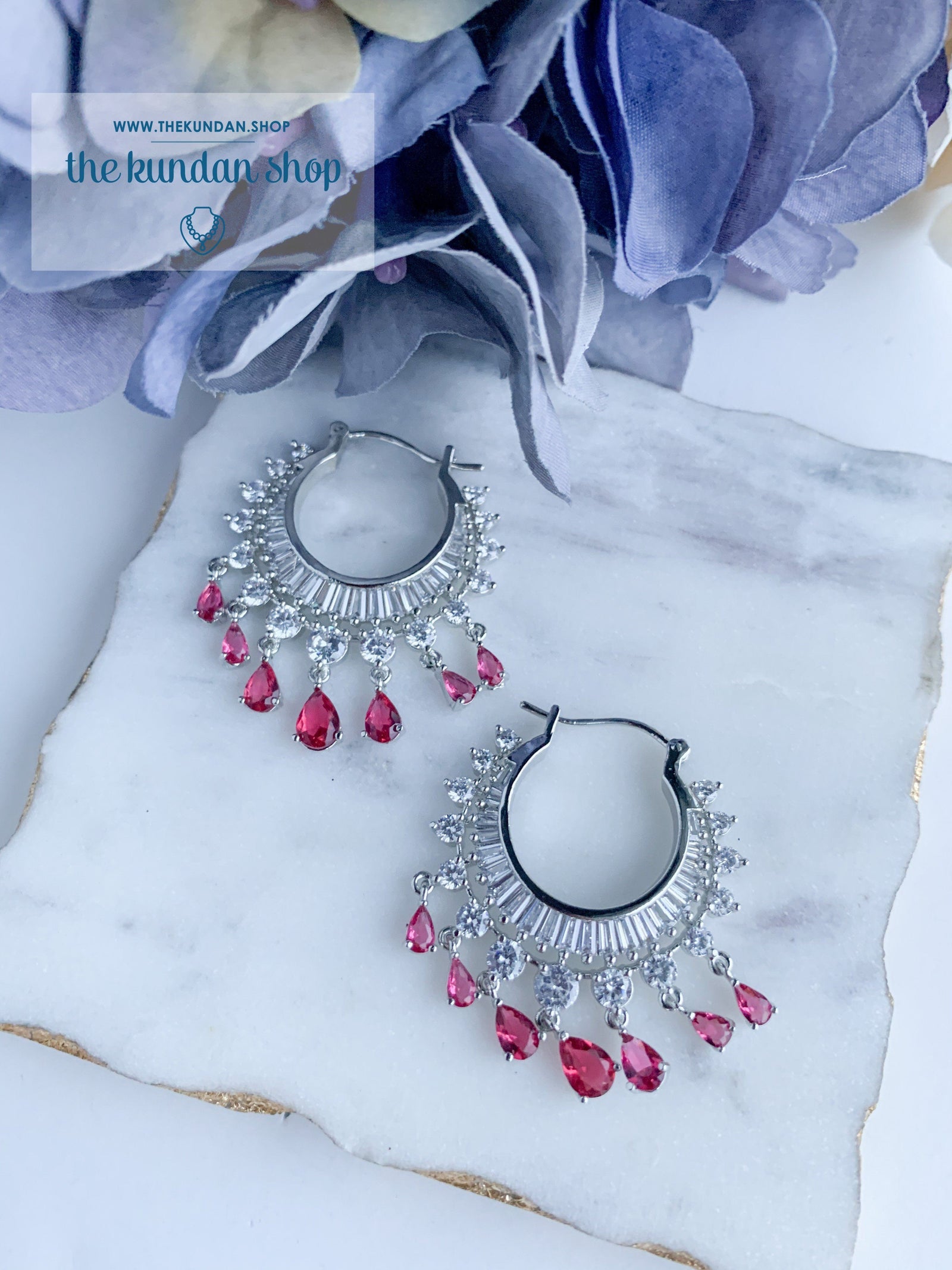 The Dainty Waali in Silver Earrings THE KUNDAN SHOP Ruby 