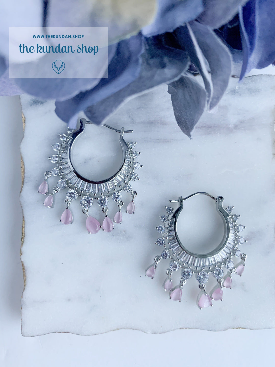 The Dainty Waali in Silver Earrings THE KUNDAN SHOP Light Pink 