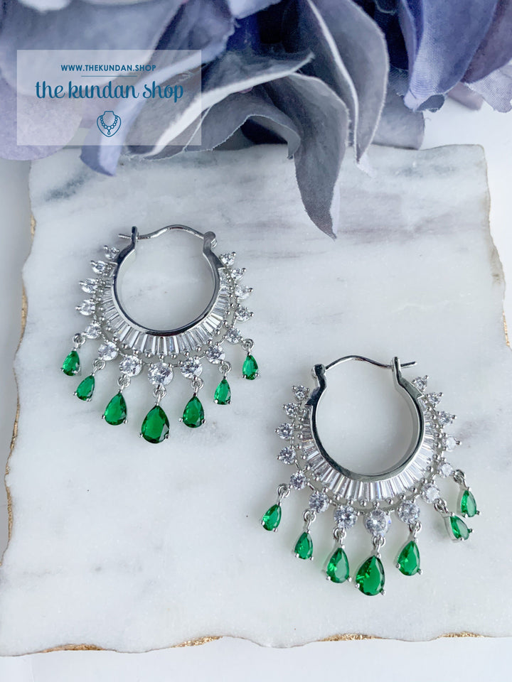 The Dainty Waali in Silver Earrings THE KUNDAN SHOP Emerald 