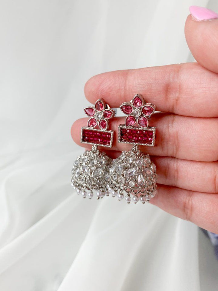 Petals in Polki Earrings THE KUNDAN SHOP Silver Ruby 