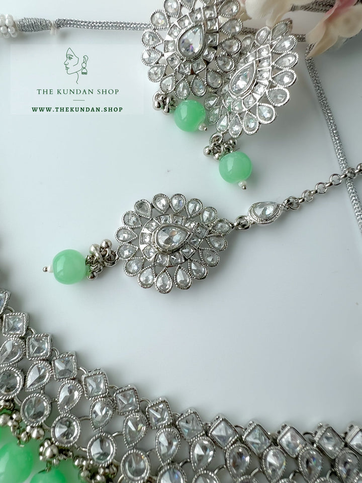 Simplicity in Silver & Mint Necklace Sets THE KUNDAN SHOP 
