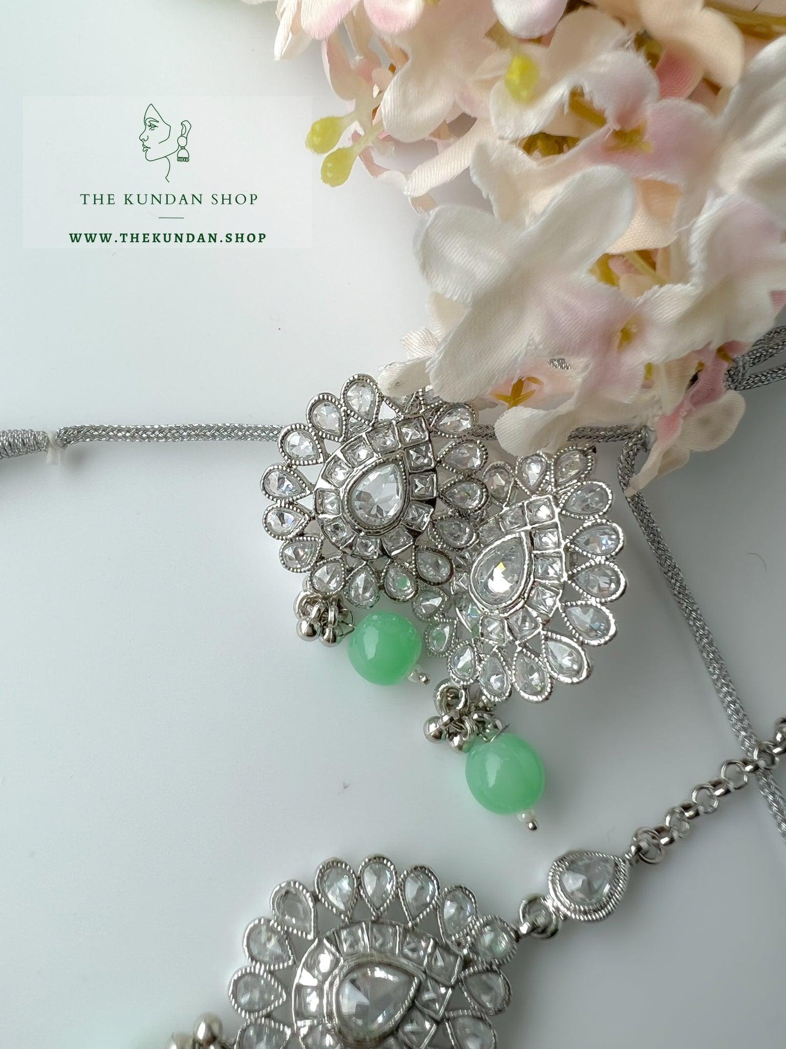 Simplicity in Silver & Mint Necklace Sets THE KUNDAN SHOP 