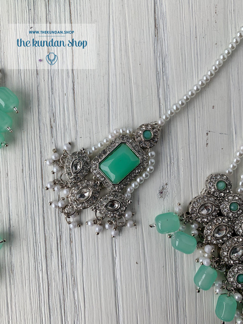 Magnificent Drops in Mint & Silver Necklace Sets THE KUNDAN SHOP 
