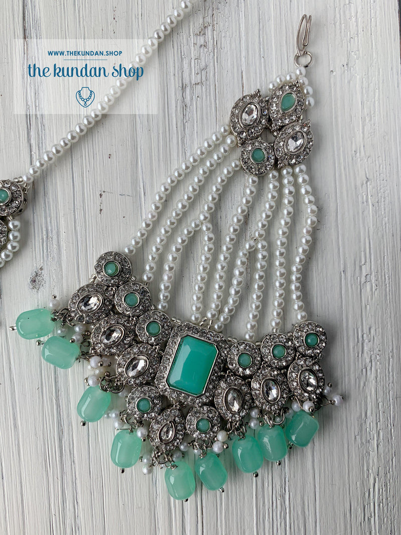 Magnificent Drops in Mint & Silver Necklace Sets THE KUNDAN SHOP 