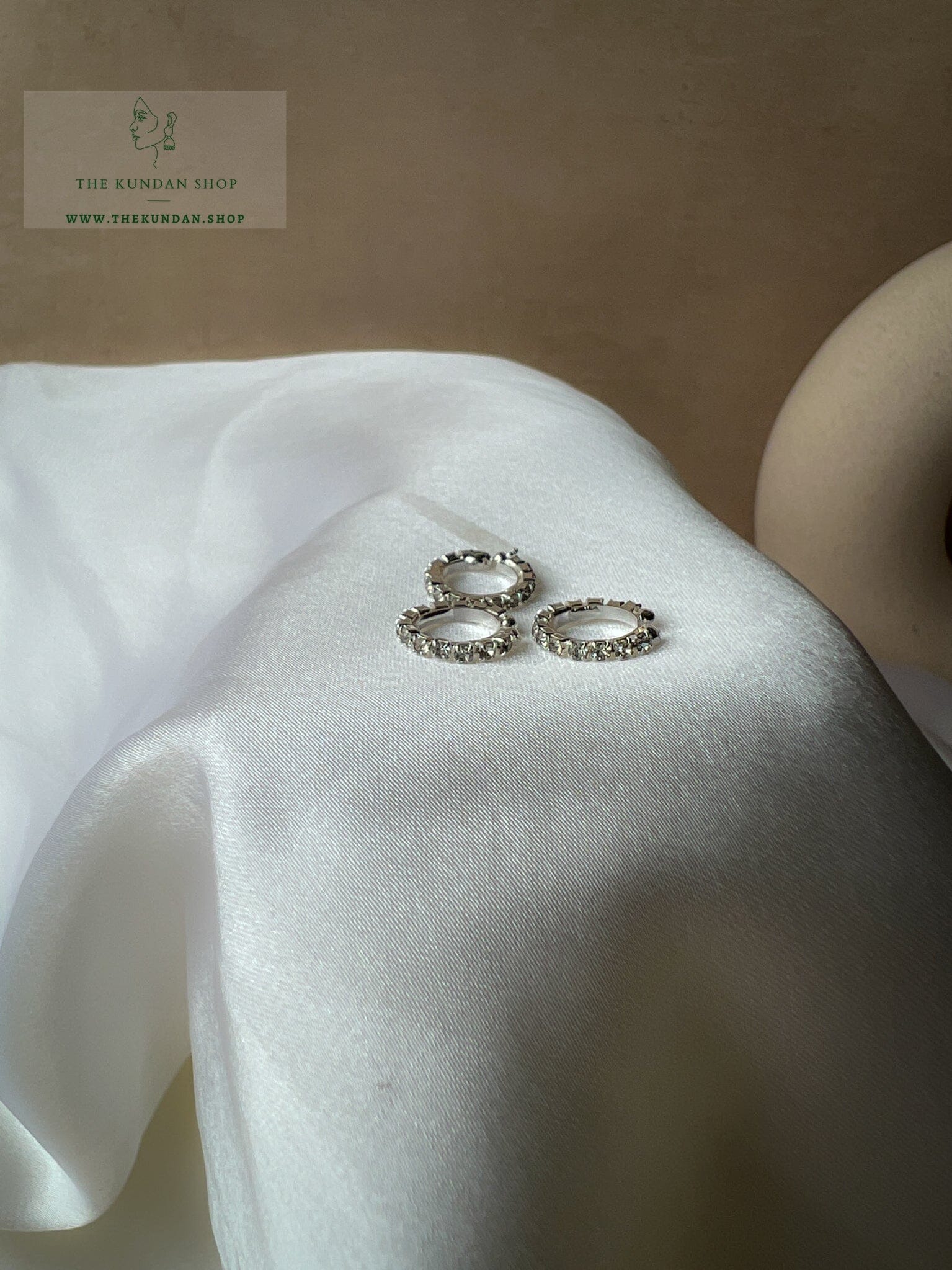 Silver Rhinestone Nose Ring (Non Pierced) Naath THE KUNDAN SHOP 