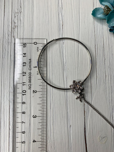 Flower Silver Naath (Clip On) Naath THE KUNDAN SHOP 