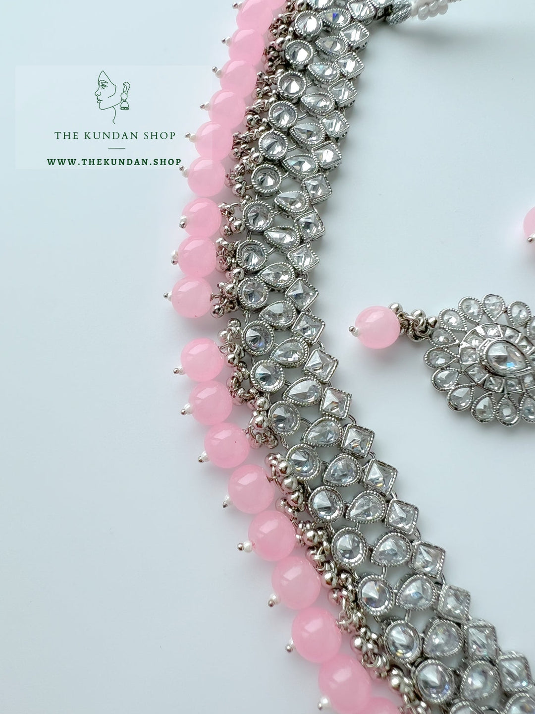 Simplicity in Silver & Pink Necklace Sets THE KUNDAN SHOP 