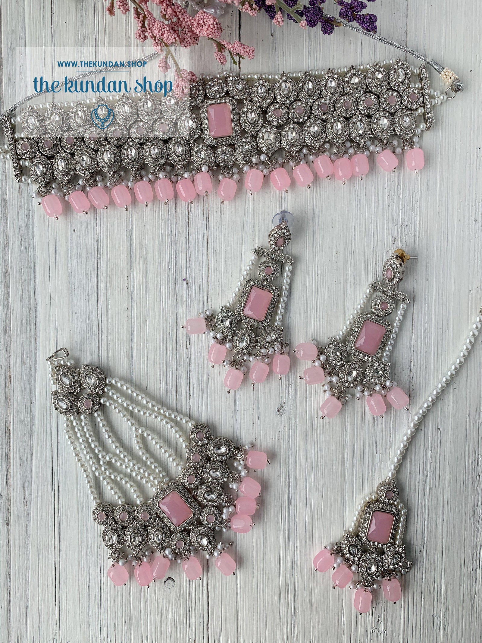Magnificent Drops in Pink & Silver Necklace Sets THE KUNDAN SHOP 
