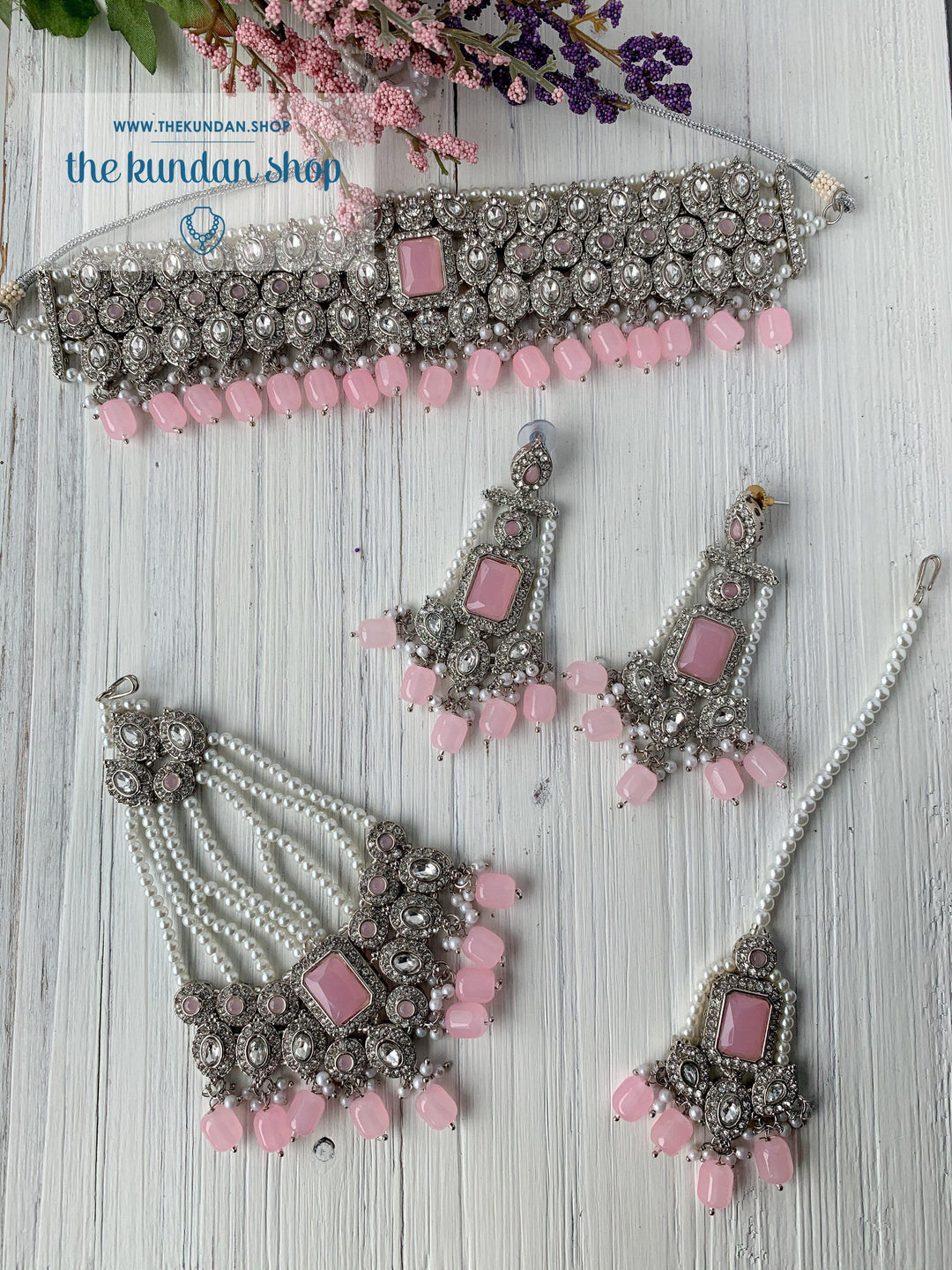 Magnificent Drops in Pink & Silver Necklace Sets THE KUNDAN SHOP 