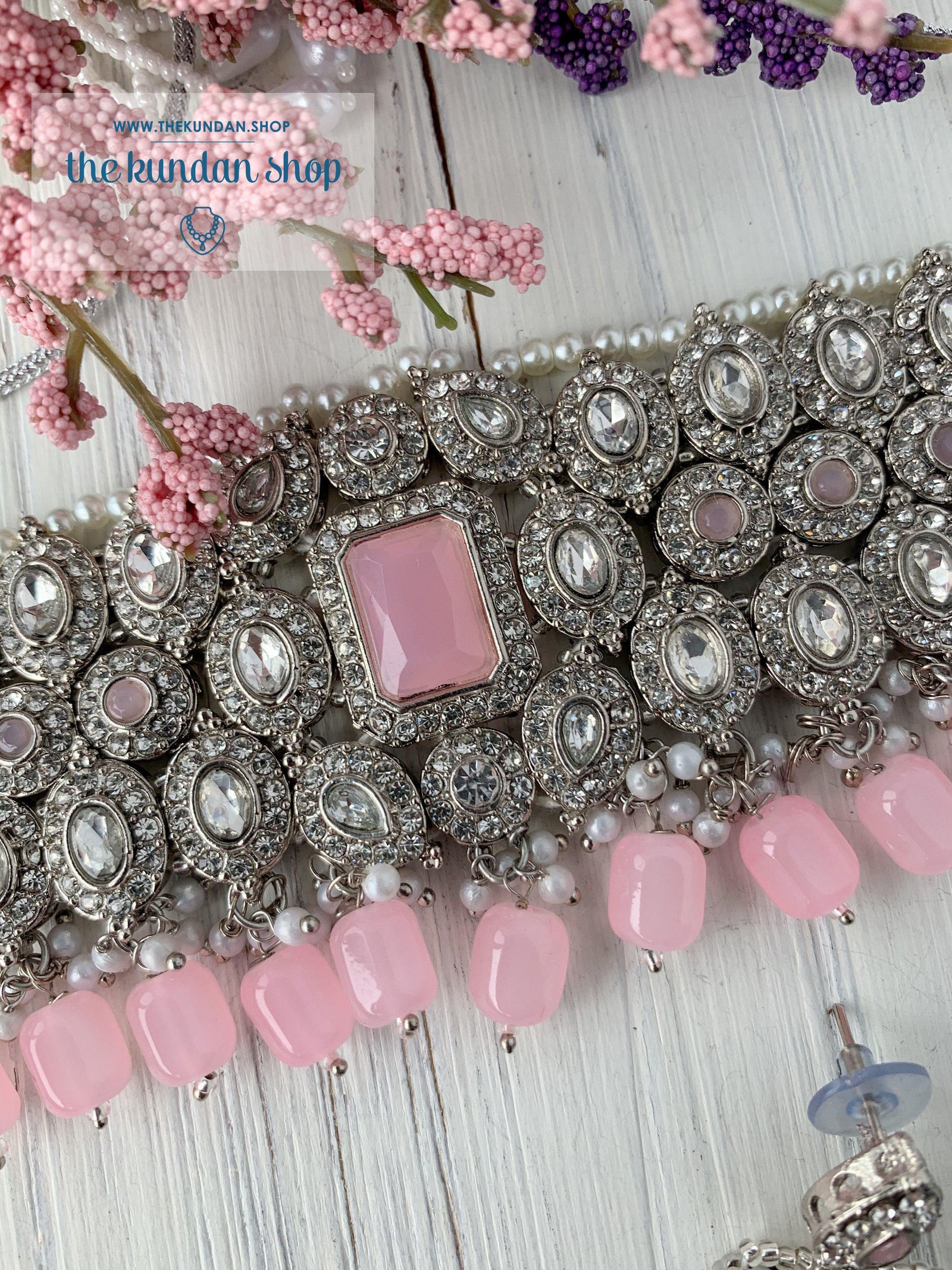 Magnificent Drops in Pink & Silver Necklace Sets THE KUNDAN SHOP 