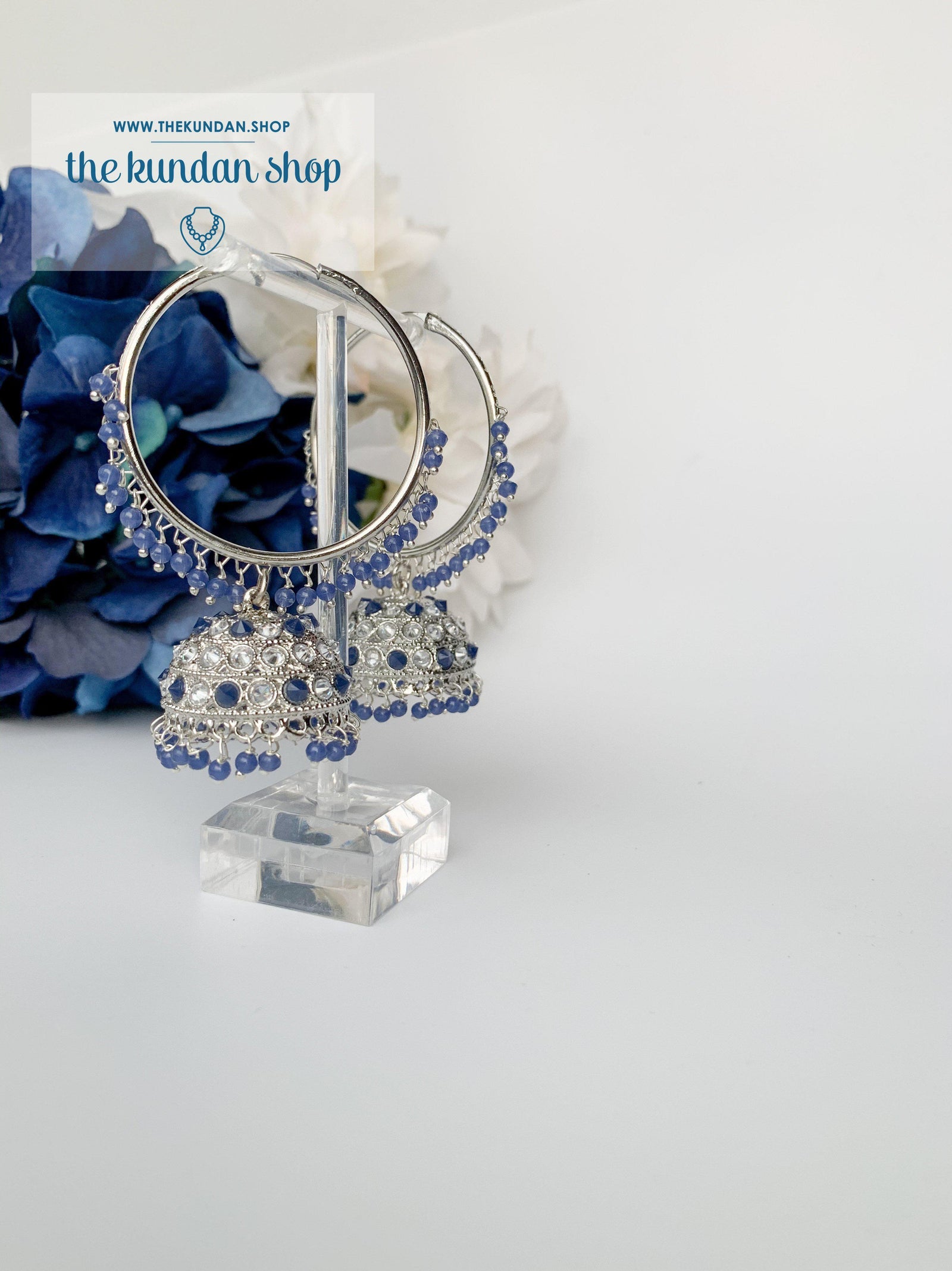 Twinkle Baalis in Silver Earrings THE KUNDAN SHOP Navy 