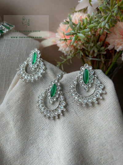 Considered in Silver & Green Necklace Sets THE KUNDAN SHOP 