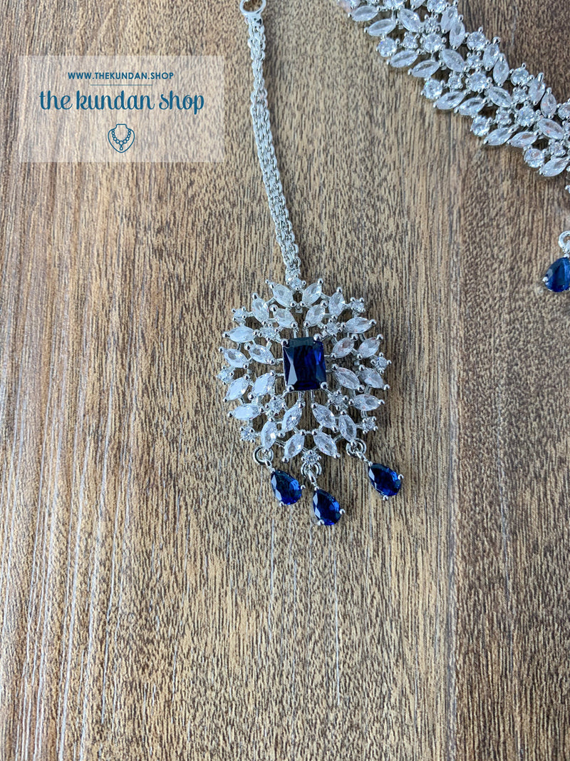 Captivate in Silver Sapphire Necklace Sets THE KUNDAN SHOP 