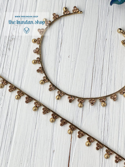 Triple Rhinestones - Dainty Anklets Anklets THE KUNDAN SHOP 