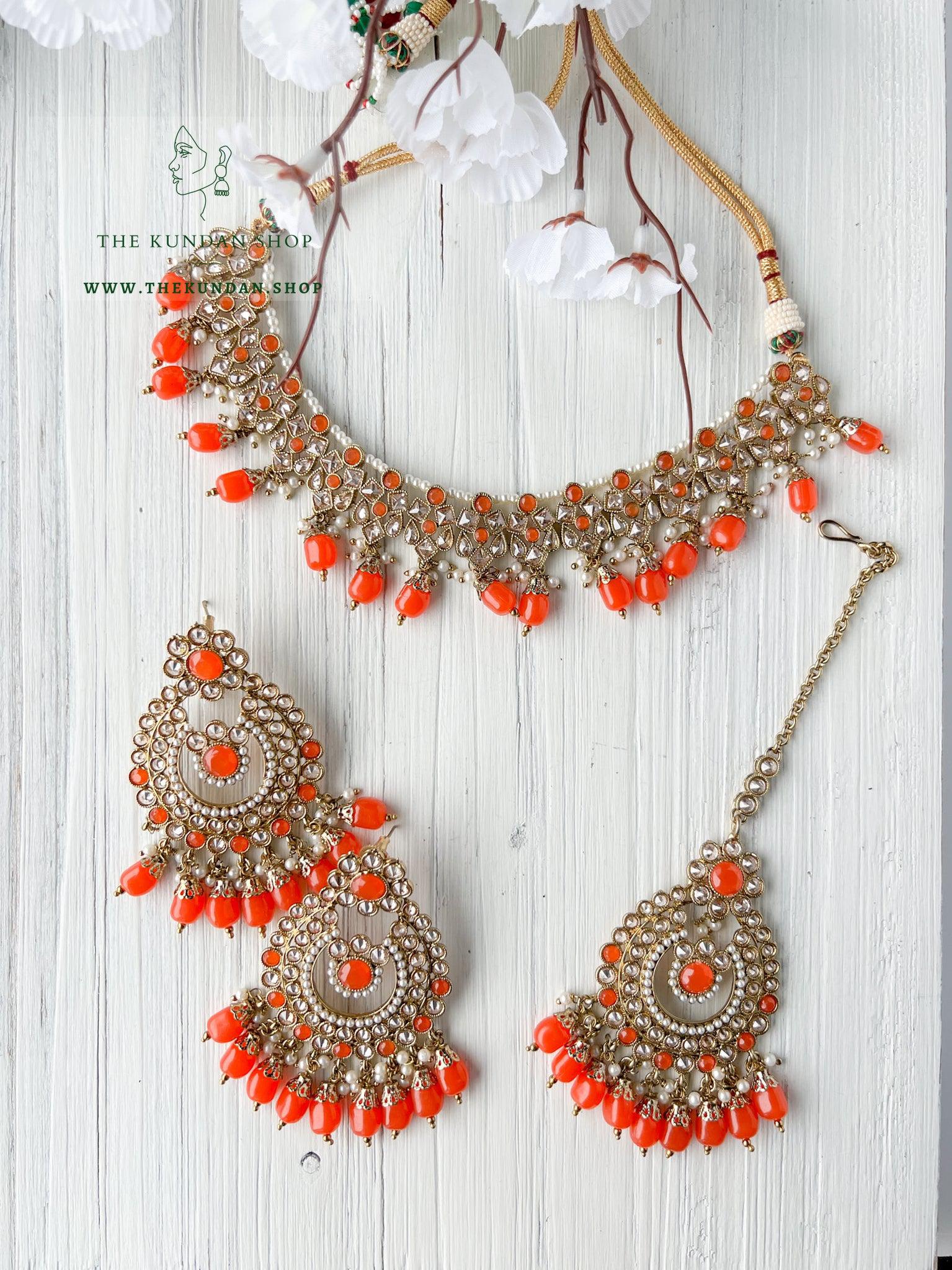 Skeptic in Orange *AS-IS* Necklace Sets THE KUNDAN SHOP 