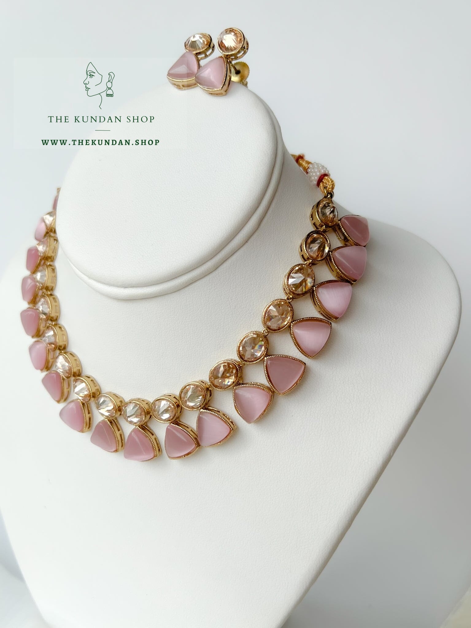 Rare Drops in Polki & Stones Necklace Sets THE KUNDAN SHOP Pink 